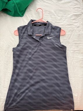 Nike Women's Dri-FIT Sleeveless Polo Tank Top - Charcoal Gray